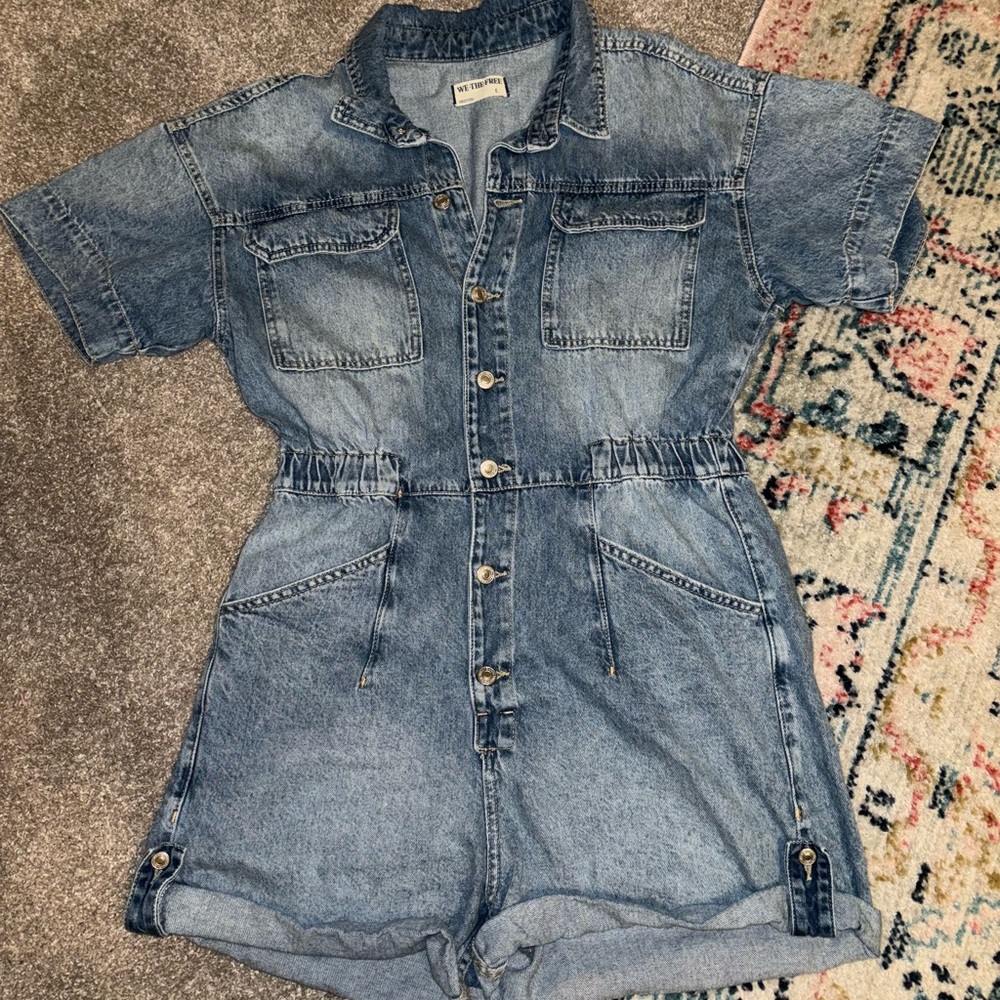 Free People Denim Romper